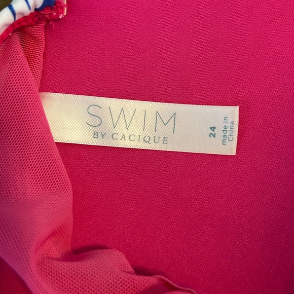 Swim by Cacique 2 Piece Bathing Suit Sz 24 TOP Sz 26 SKIRT Hot Pink Summer Flor… - Picture 15 of 15